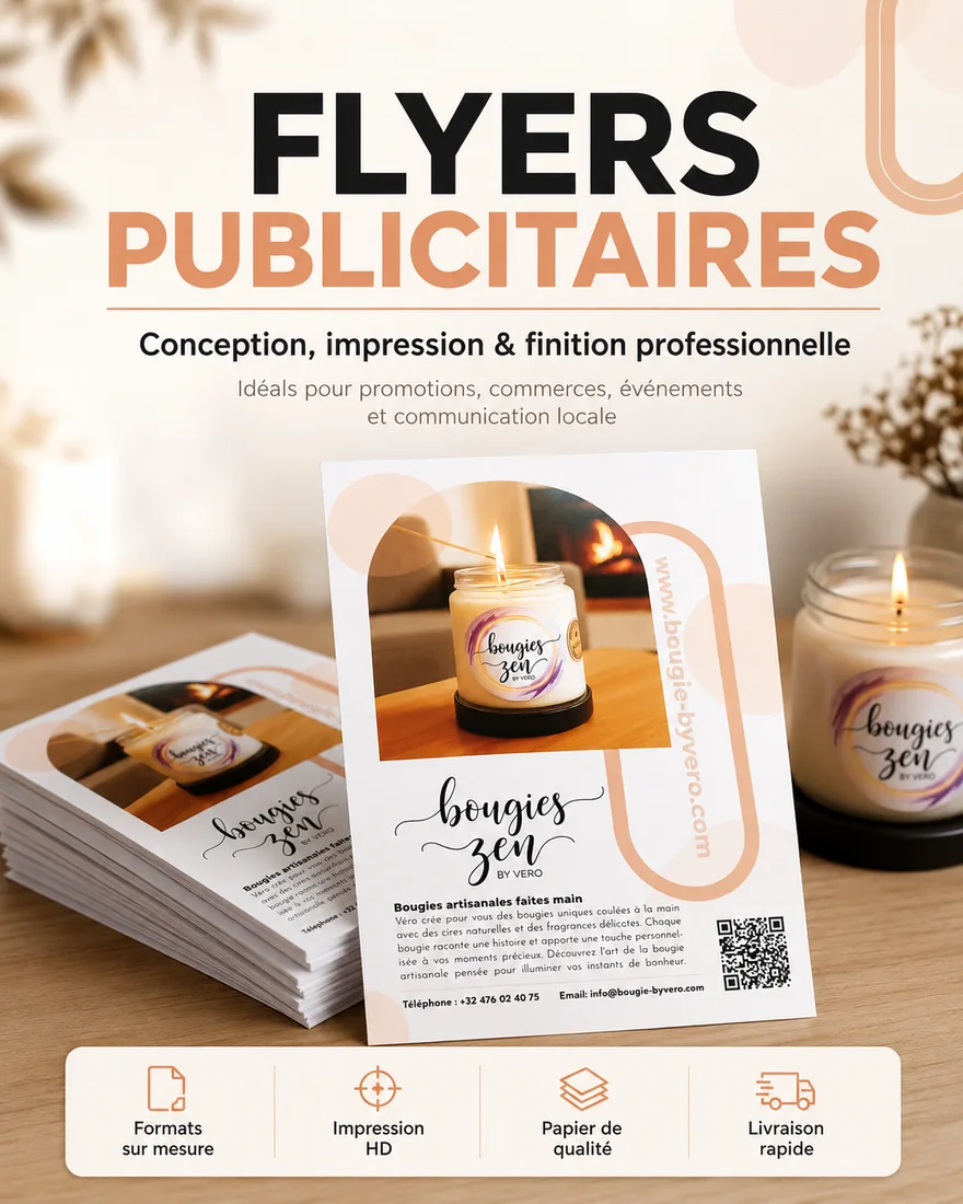 Flyer publicitaire conçu et imprimé par Polygraphix Studio à Charleroi