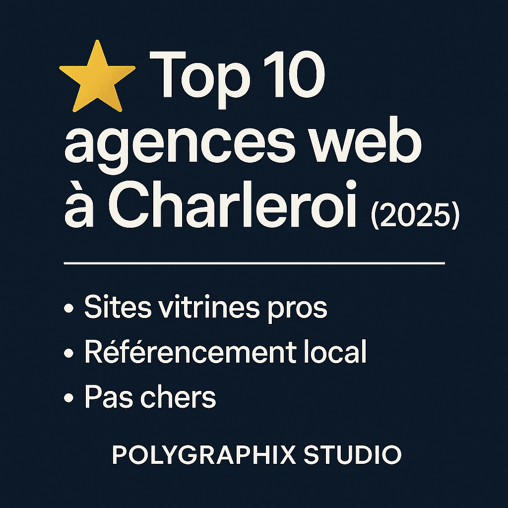 Top 10 agences web à Charleroi 2025 – Polygraphix Studio en tête pour sites vitrines professionnels, pas chers et bien référencés