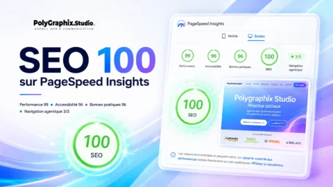 Score PageSpeed Insights d'un site réalisé par Polygraphix Studio