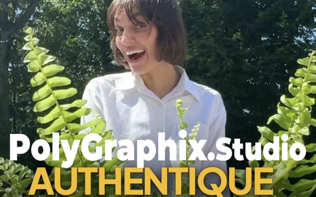 Vidéo d'entreprise tournée avec une vraie actrice pour la publicité Polygraphix Studio sur l'IA