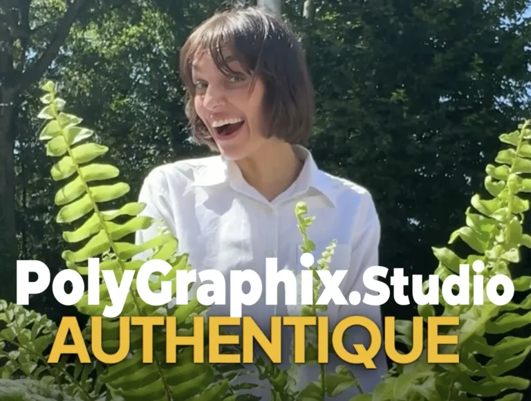 Vidéo d'entreprise tournée avec une vraie actrice pour la publicité Polygraphix Studio sur l'IA