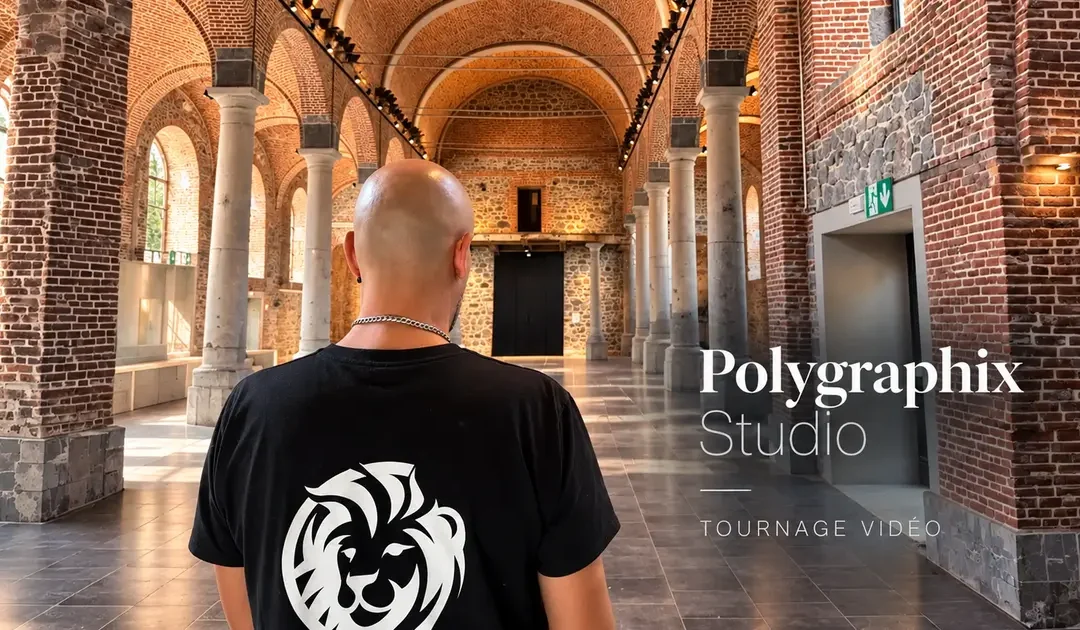 Polygraphix Studio en tournage vidéo dans la nef de l'église du site Saint-Vaast à Fontaine-l'Évêque